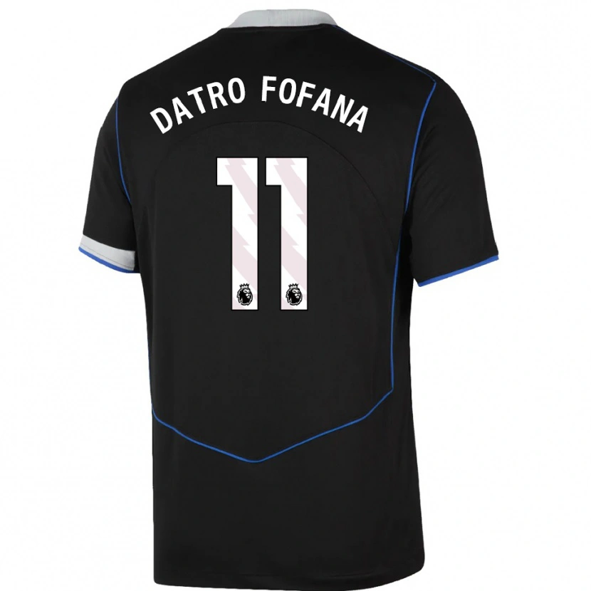 Danxen Niño Camiseta David Datro Fofana #11 Negro Azul Plata Equipación Tercera 2025/26 La Camisa