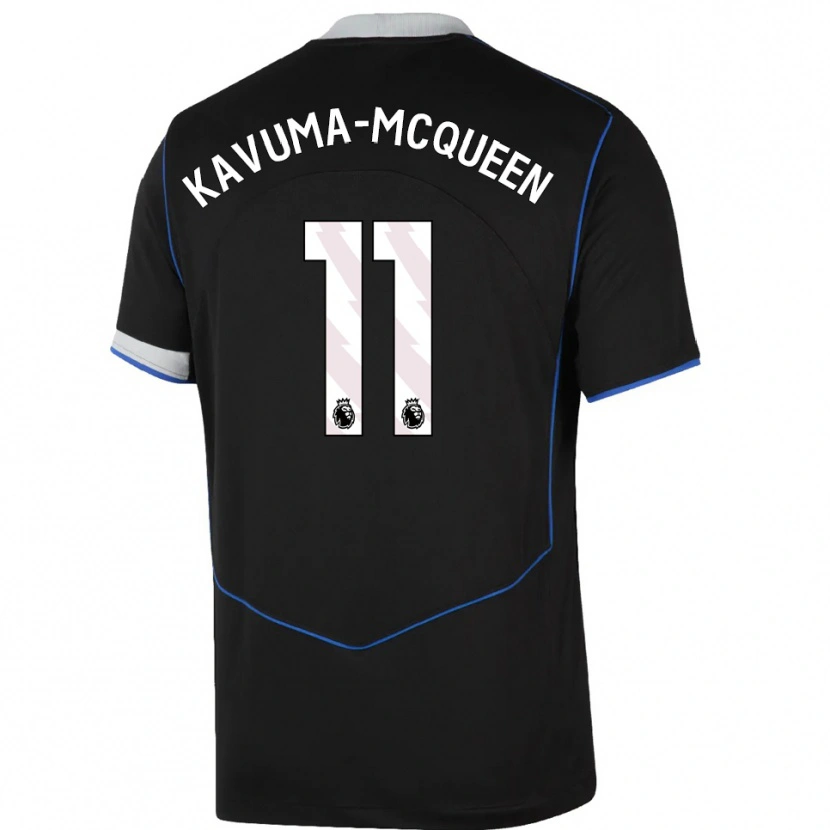 Danxen Niño Camiseta Ryan Kavuma-Mcqueen #11 Negro Azul Plata Equipación Tercera 2025/26 La Camisa
