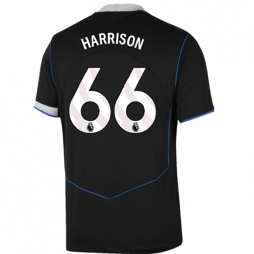 Danxen Niño Camiseta Ollie Harrison #66 Negro Azul Plata Equipación Tercera 2025/26 La Camisa