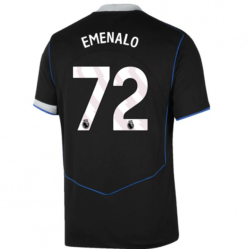 Danxen Niño Camiseta Landon Emenalo #72 Negro Azul Plata Equipación Tercera 2025/26 La Camisa