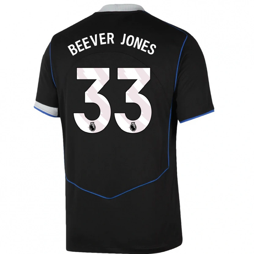 Danxen Niño Camiseta Aggie Beever-Jones #33 Negro Azul Plata Equipación Tercera 2025/26 La Camisa