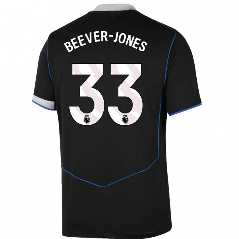 Danxen Niño Camiseta Aggie Beever-Jones #33 Negro Azul Plata Equipación Tercera 2025/26 La Camisa