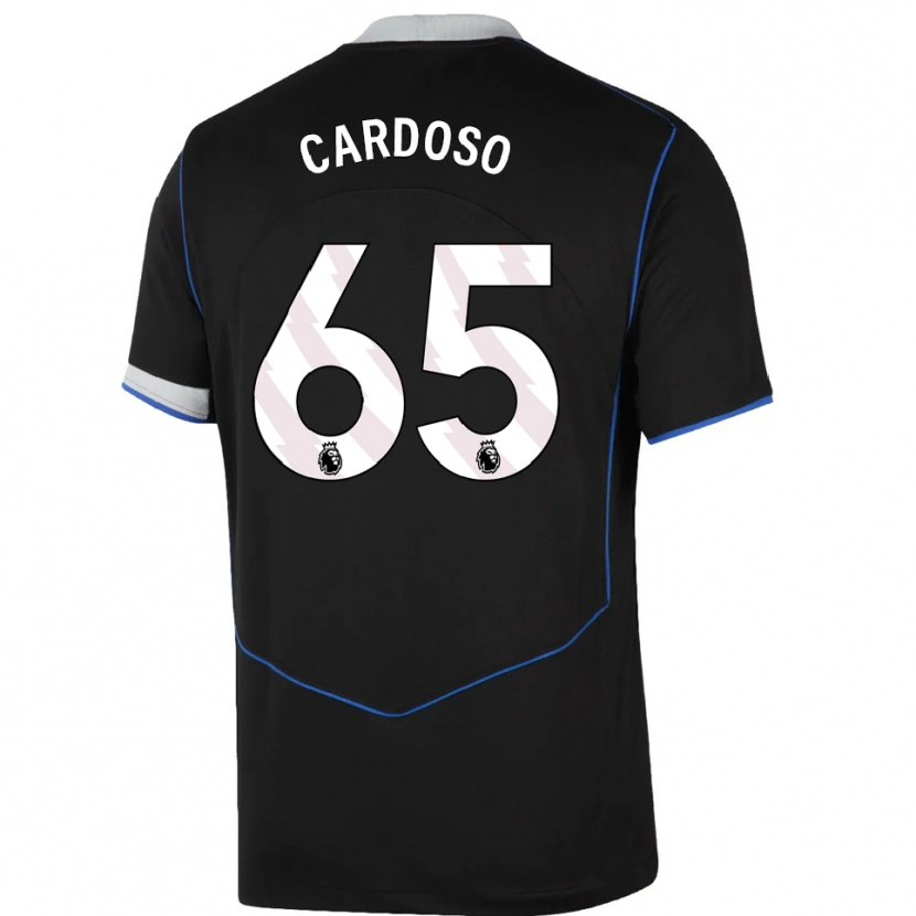 Danxen Niño Camiseta Leo Cardoso #65 Negro Azul Plata Equipación Tercera 2025/26 La Camisa