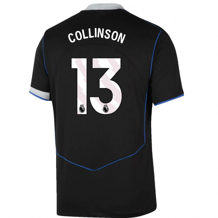 Danxen Niño Camiseta Isaac Collinson #13 Negro Azul Plata Equipación Tercera 2025/26 La Camisa