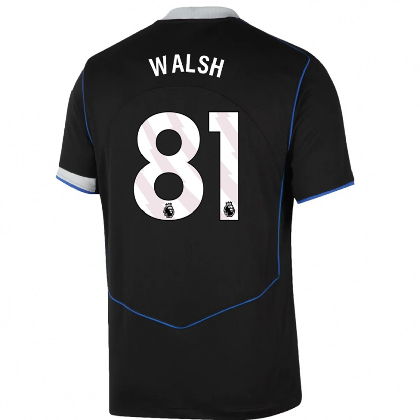 Danxen Niño Camiseta Reggie Walsh #81 Negro Azul Plata Equipación Tercera 2025/26 La Camisa