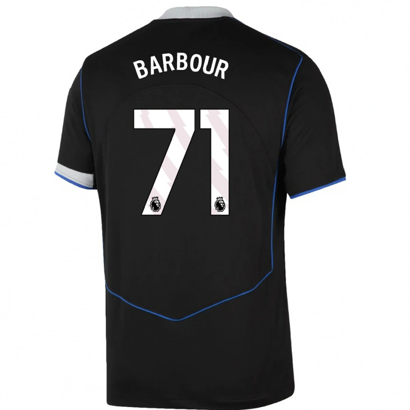 Danxen Niño Camiseta Kobe Barbour #71 Negro Azul Plata Equipación Tercera 2025/26 La Camisa