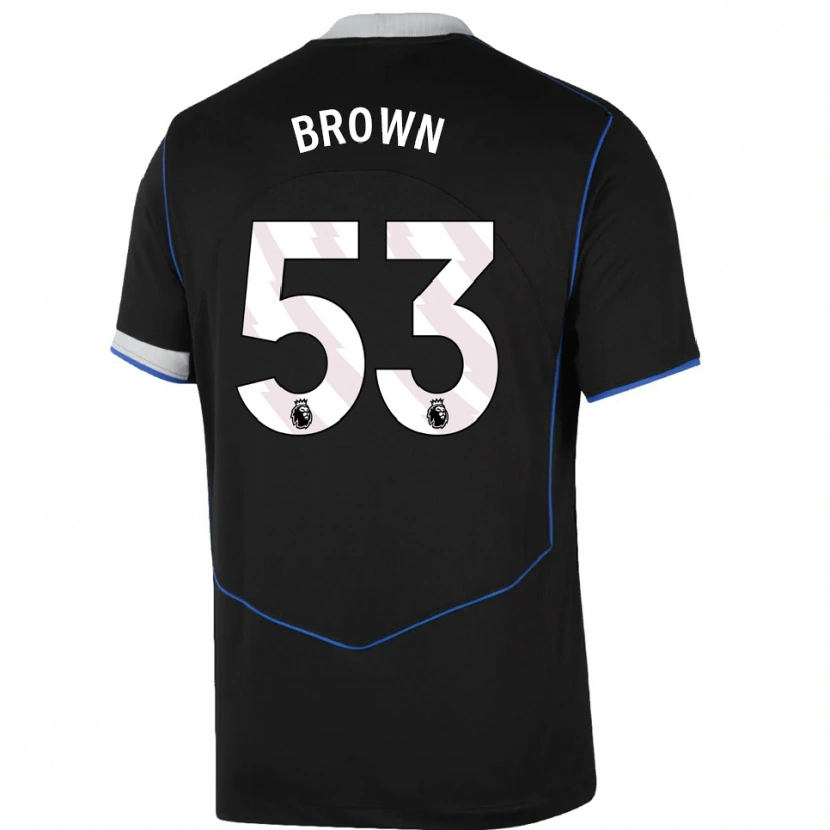 Danxen Niño Camiseta Lola Brown #53 Negro Azul Plata Equipación Tercera 2025/26 La Camisa