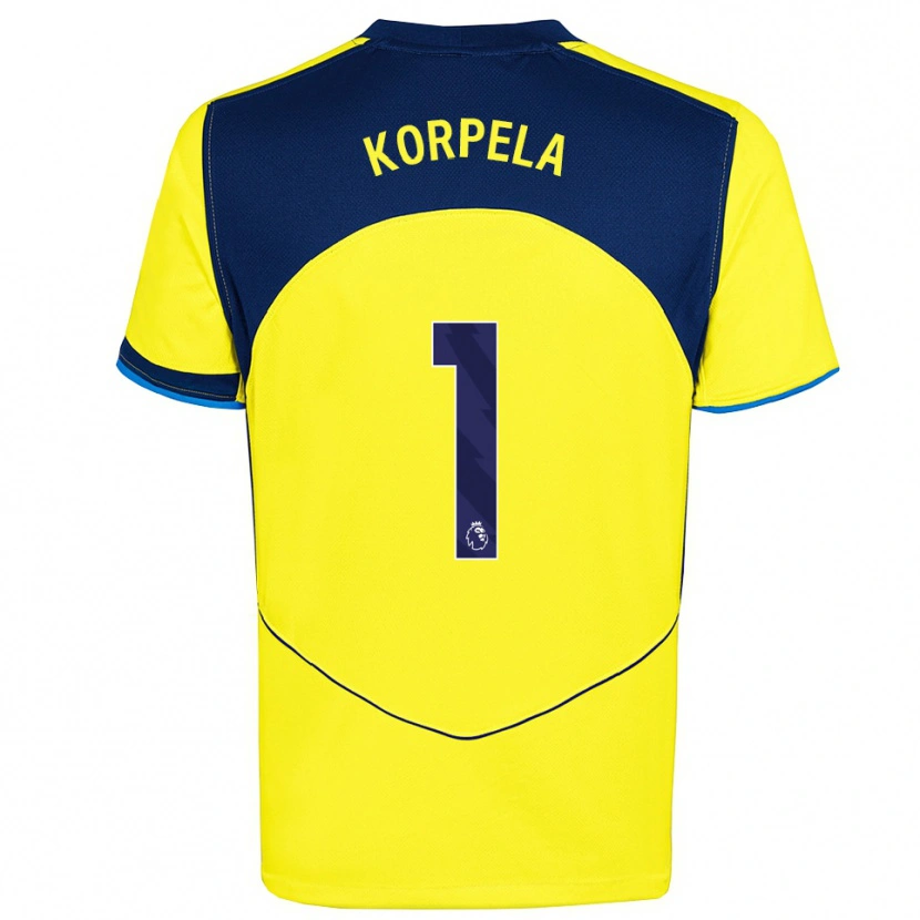 Danxen Niño Camiseta Tinja-Riikka Korpela #1 Amarillo Marino Equipación Tercera 2025/26 La Camisa