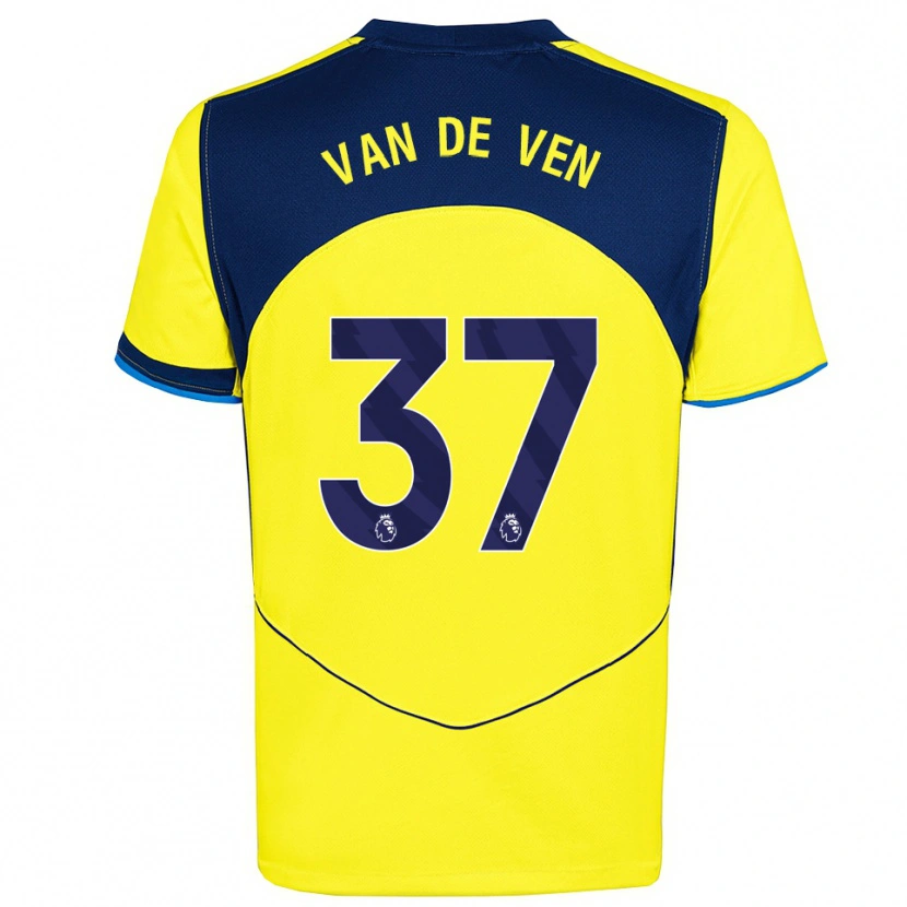 Danxen Niño Camiseta Micky Van De Ven #37 Amarillo Marino Equipación Tercera 2025/26 La Camisa