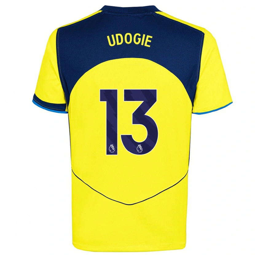 Danxen Niño Camiseta Destiny Udogie #13 Amarillo Marino Equipación Tercera 2025/26 La Camisa