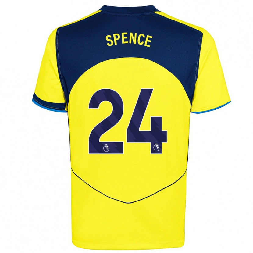 Danxen Niño Camiseta Djed Spence #24 Amarillo Marino Equipación Tercera 2025/26 La Camisa