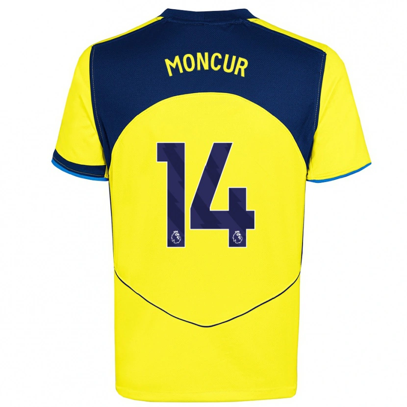 Danxen Niño Camiseta Ronny Moncur #14 Amarillo Marino Equipación Tercera 2025/26 La Camisa
