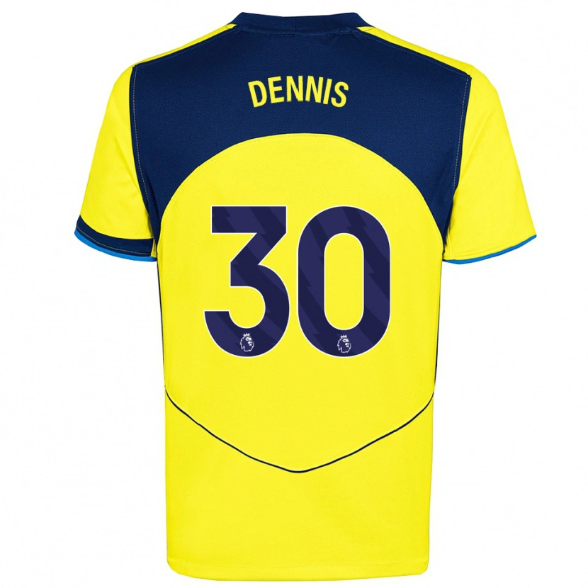 Danxen Niño Camiseta Araya Dennis #30 Amarillo Marino Equipación Tercera 2025/26 La Camisa
