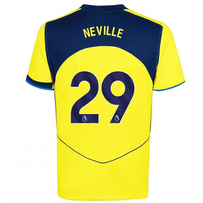 Danxen Niño Camiseta Ashleigh Neville #29 Amarillo Marino Equipación Tercera 2025/26 La Camisa