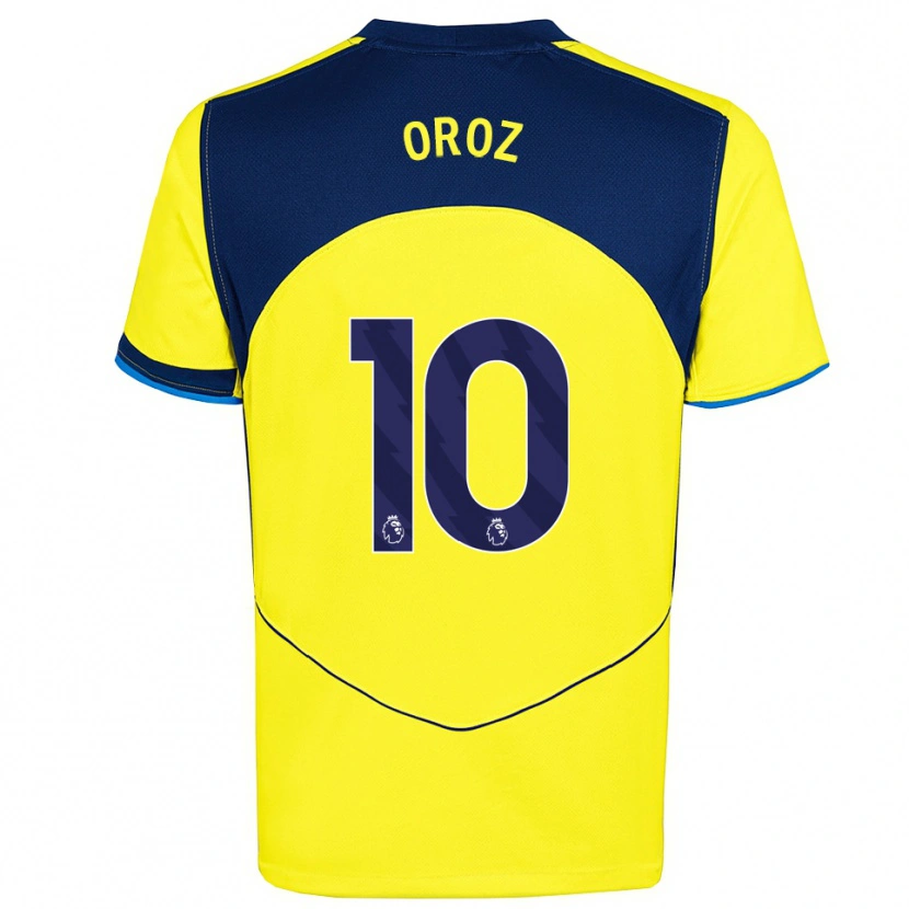 Danxen Niño Camiseta Maite Oroz #10 Amarillo Marino Equipación Tercera 2025/26 La Camisa