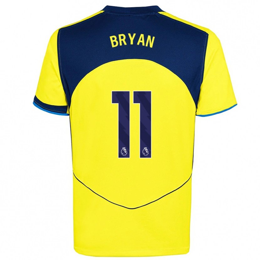Danxen Niño Camiseta Bryan Gil #11 Amarillo Marino Equipación Tercera 2025/26 La Camisa
