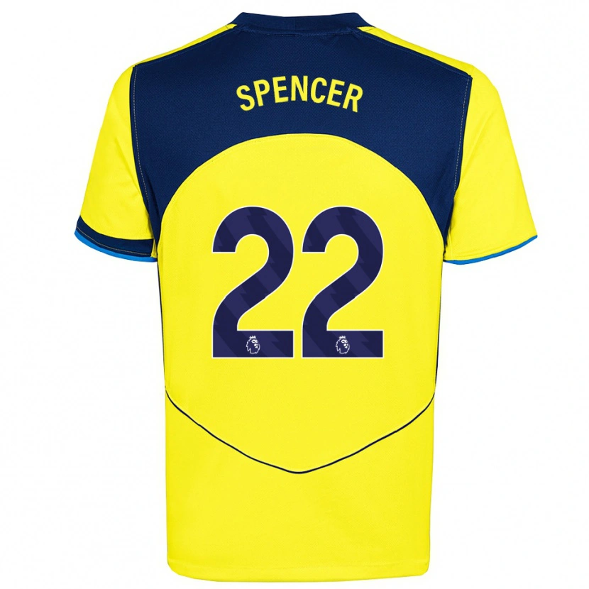 Danxen Niño Camiseta Rebecca Spencer #22 Amarillo Marino Equipación Tercera 2025/26 La Camisa