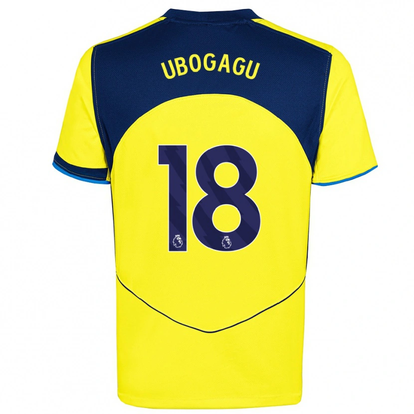 Danxen Niño Camiseta Chioma Ubogagu #18 Amarillo Marino Equipación Tercera 2025/26 La Camisa