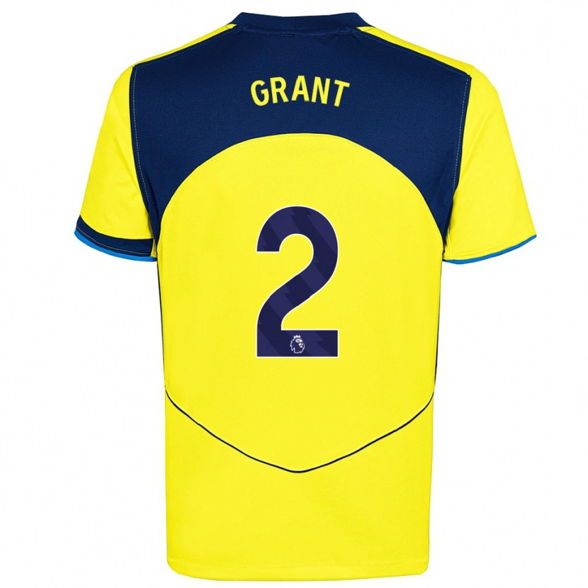 Danxen Niño Camiseta Charlotte Grant #2 Amarillo Marino Equipación Tercera 2025/26 La Camisa