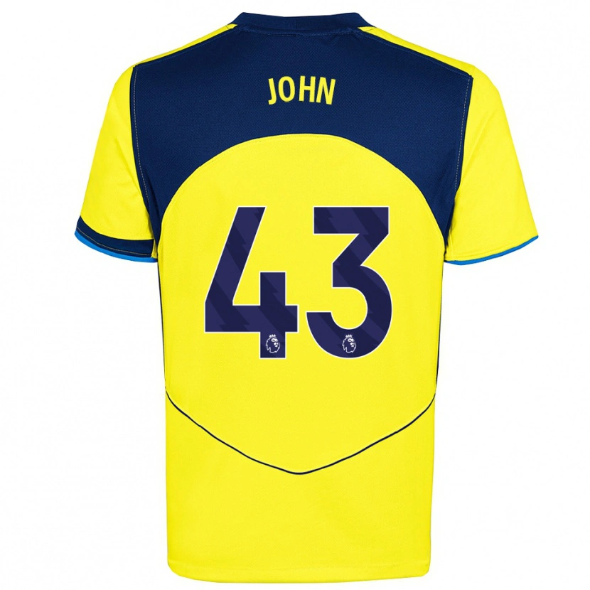 Danxen Niño Camiseta Nile John #43 Amarillo Marino Equipación Tercera 2025/26 La Camisa