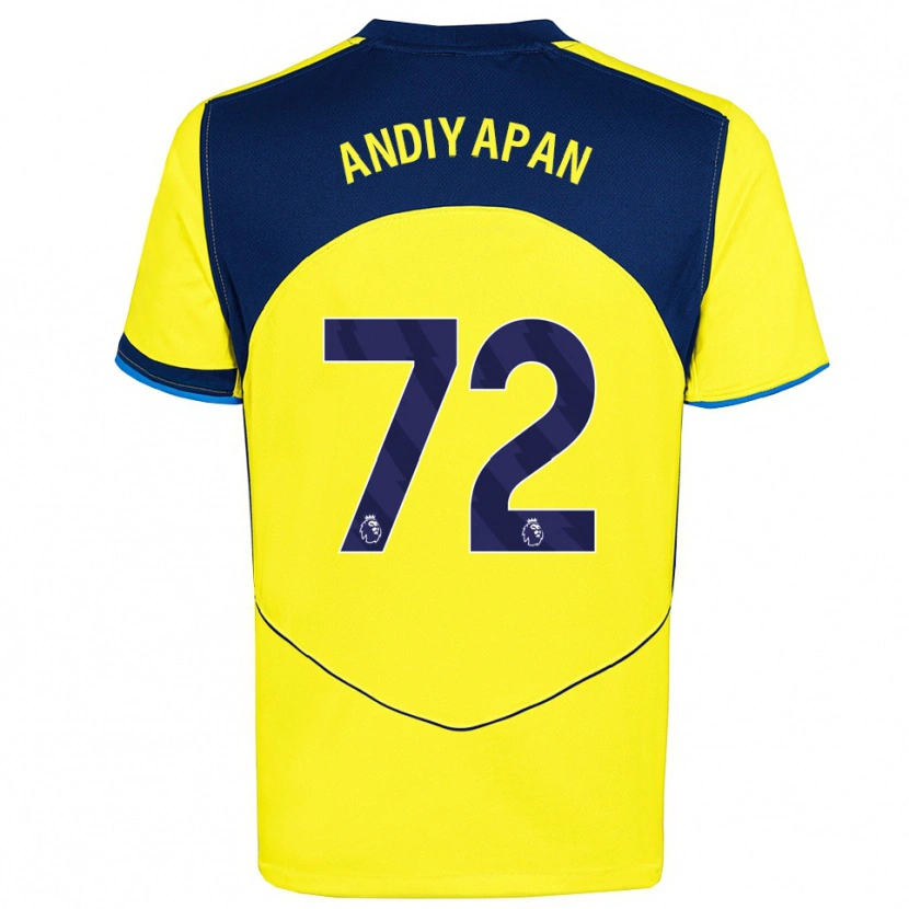 Danxen Niño Camiseta William Andiyapan #72 Amarillo Marino Equipación Tercera 2025/26 La Camisa