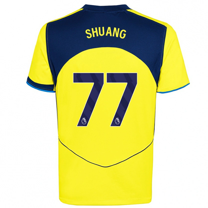 Danxen Niño Camiseta Wang Shuang #77 Amarillo Marino Equipación Tercera 2025/26 La Camisa