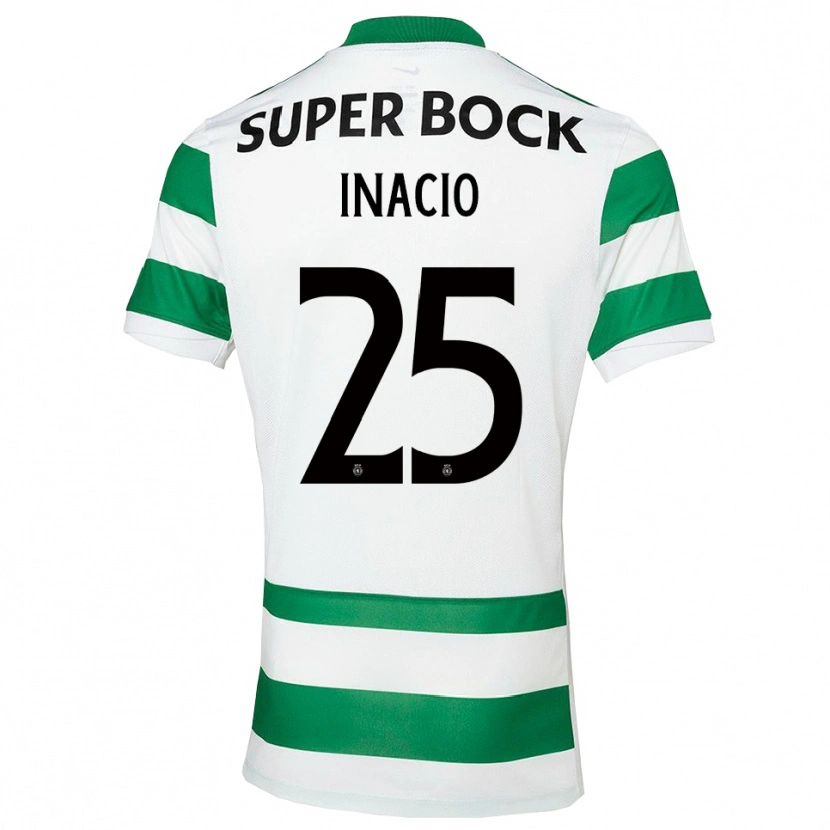 Danxen Hombre Camiseta Gonçalo Inácio #25 Verde Blanco 1ª Equipación 2025/26 La Camisa