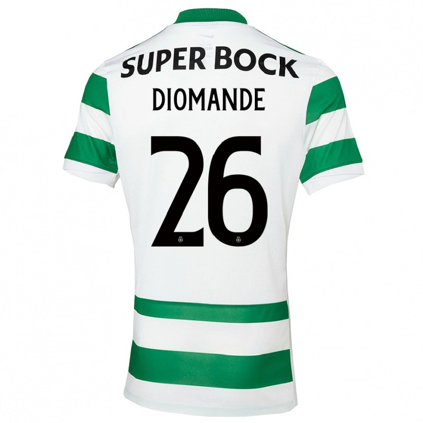 Danxen Hombre Camiseta Ousmane Diomande #26 Verde Blanco 1ª Equipación 2025/26 La Camisa