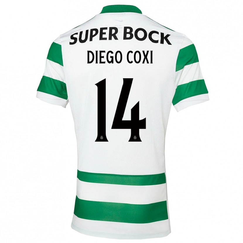 Danxen Hombre Camiseta Diego Coxi #14 Verde Blanco 1ª Equipación 2025/26 La Camisa