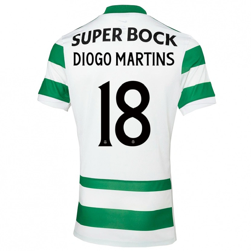 Danxen Hombre Camiseta Diogo Martins #18 Verde Blanco 1ª Equipación 2025/26 La Camisa