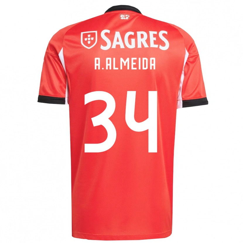 Danxen Hombre Camiseta Andre Almeida #34 Rojo Blanco 1ª Equipación 2025/26 La Camisa