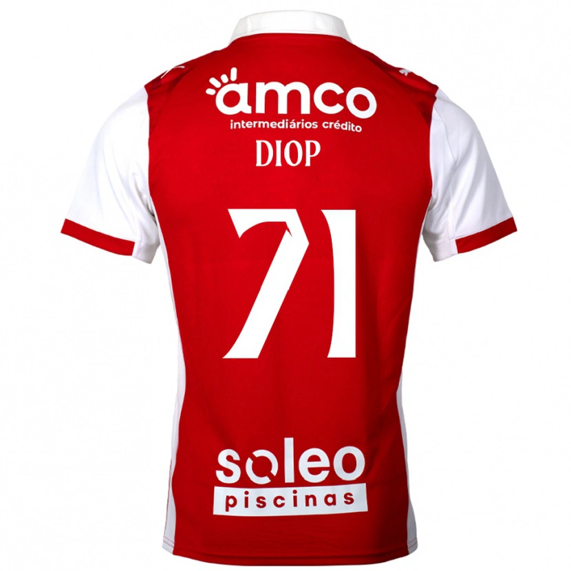 Danxen Hombre Camiseta Mamadou Diop #71 Rojo Blanco 1ª Equipación 2025/26 La Camisa