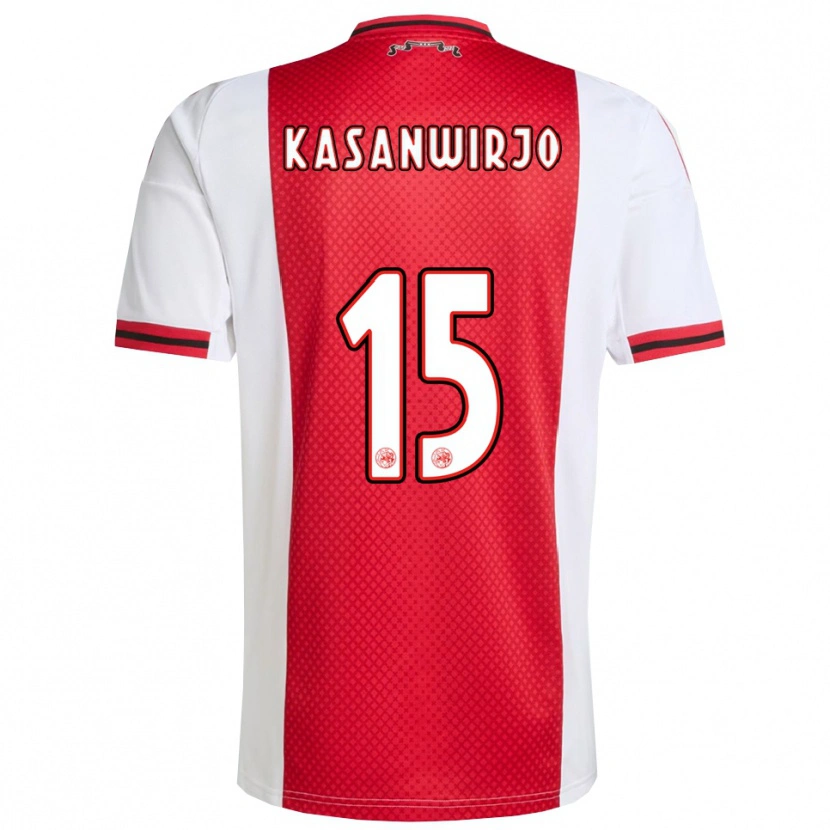Danxen Hombre Camiseta Kennynho Kasanwirjo #15 Rojo Blanco 1ª Equipación 2025/26 La Camisa