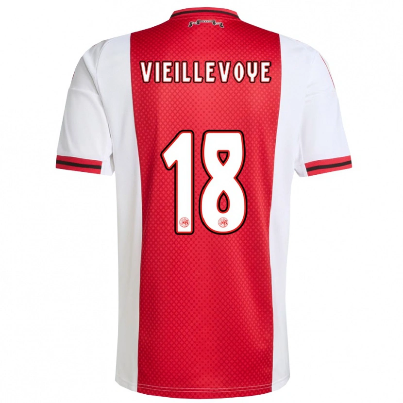 Danxen Hombre Camiseta Luka Vieillevoye #18 Rojo Blanco 1ª Equipación 2025/26 La Camisa
