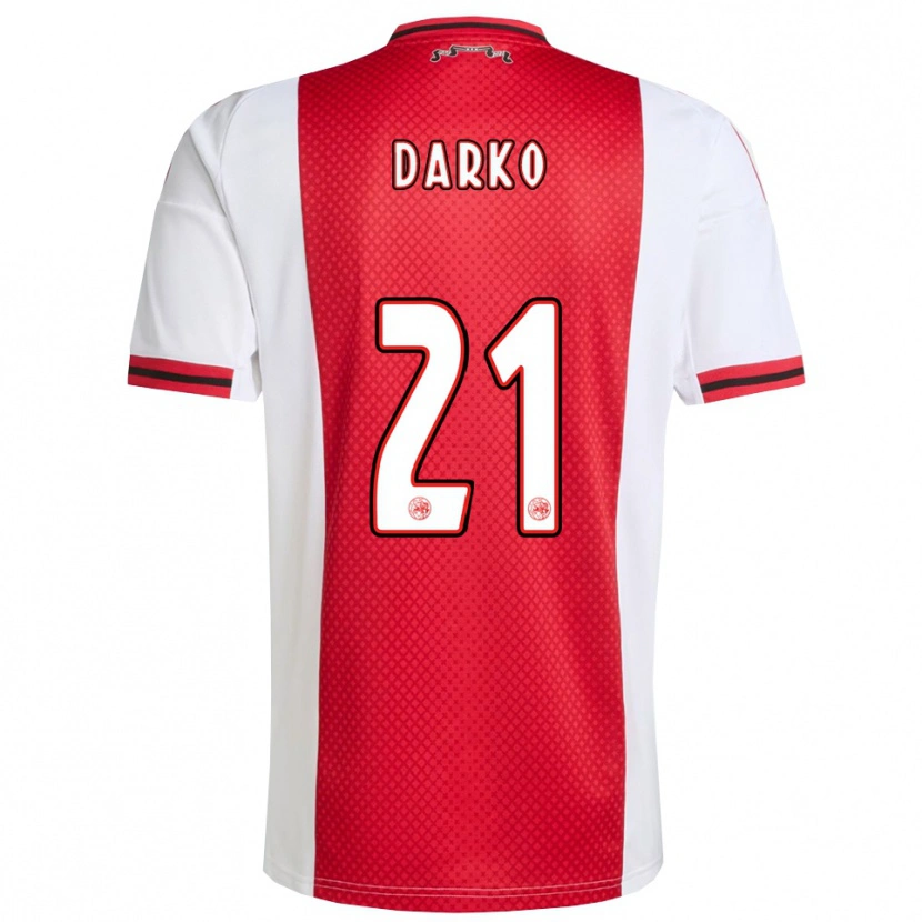 Danxen Hombre Camiseta Denzel Darko #21 Rojo Blanco 1ª Equipación 2025/26 La Camisa