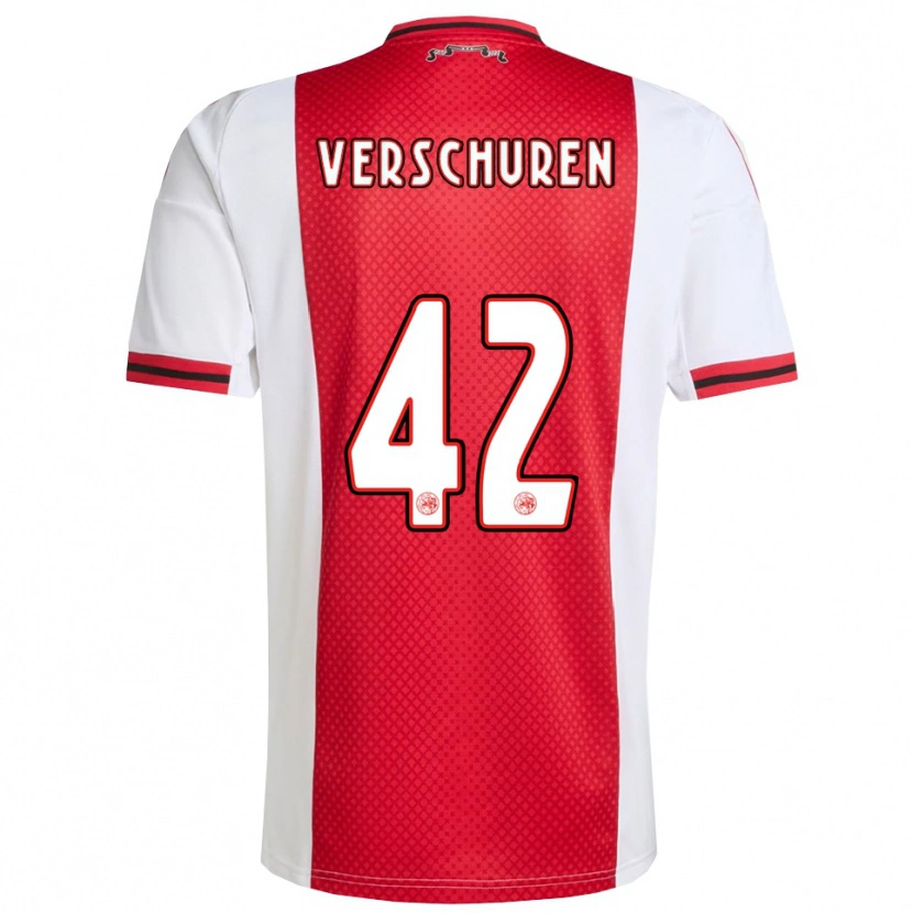 Danxen Hombre Camiseta Nick Verschuren #42 Rojo Blanco 1ª Equipación 2025/26 La Camisa