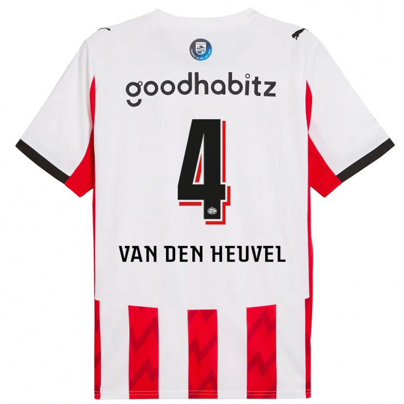 Danxen Hombre Camiseta Tim Van Den Heuvel #4 Rojo Blanco 1ª Equipación 2025/26 La Camisa