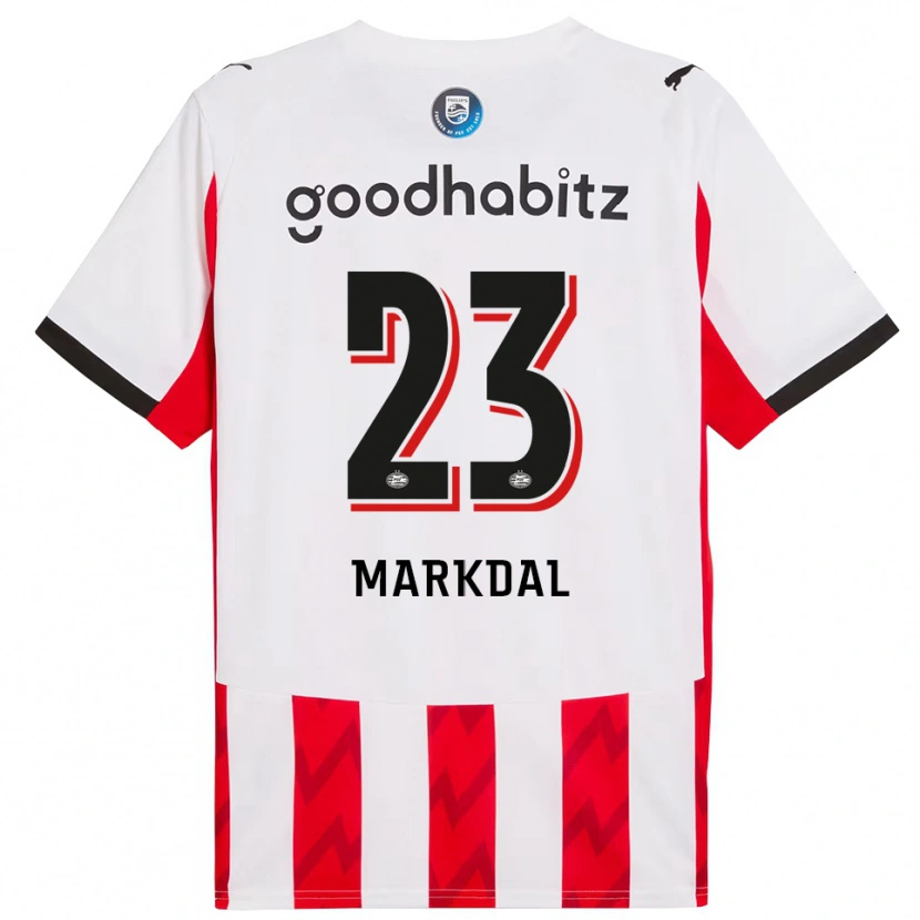 Danxen Hombre Camiseta Mikkel Markdal #23 Rojo Blanco 1ª Equipación 2025/26 La Camisa