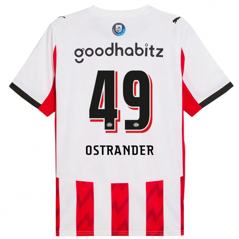 Danxen Hombre Camiseta William Ostrander #49 Rojo Blanco 1ª Equipación 2025/26 La Camisa
