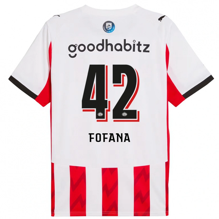 Danxen Hombre Camiseta Fode Fofana #42 Rojo Blanco 1ª Equipación 2025/26 La Camisa