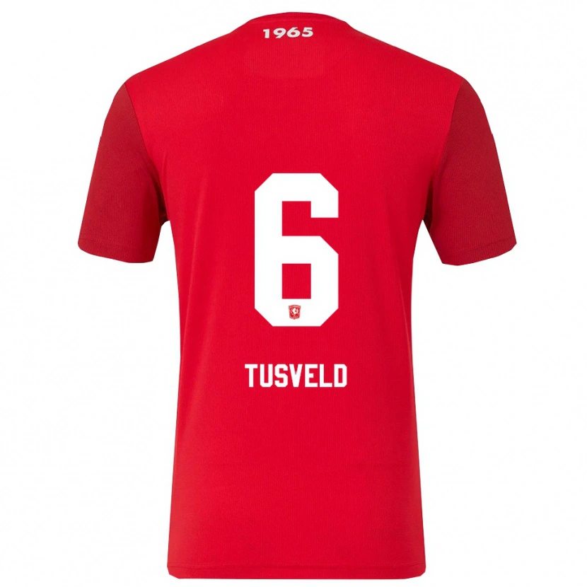 Danxen Hombre Camiseta Tijn Tusveld #6 Rojo Blanco 1ª Equipación 2025/26 La Camisa