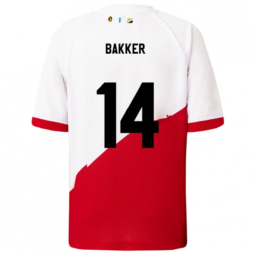 Danxen Hombre Camiseta Eshly Bakker #14 Blanco Rojo 1ª Equipación 2025/26 La Camisa