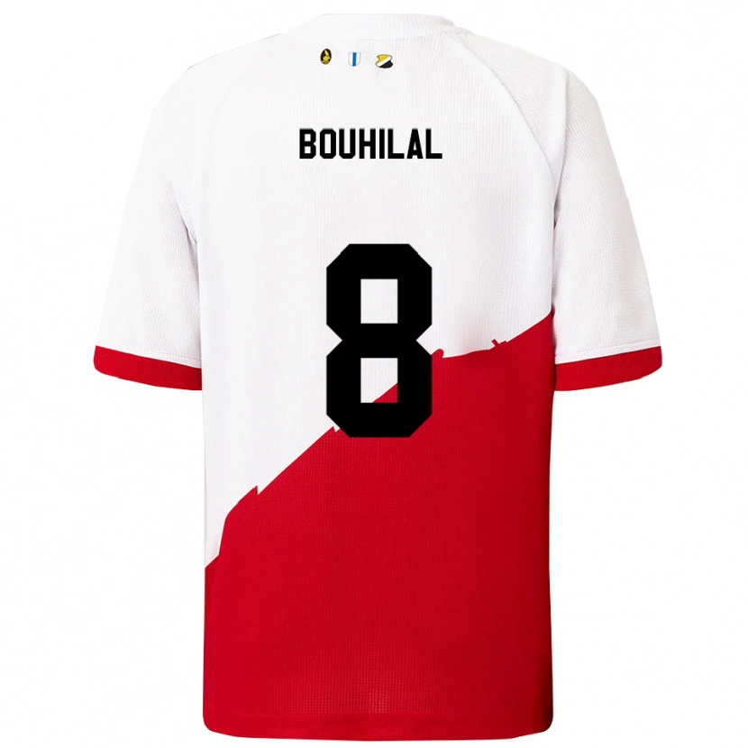 Danxen Hombre Camiseta Mohammed Bouhilal #8 Blanco Rojo 1ª Equipación 2025/26 La Camisa