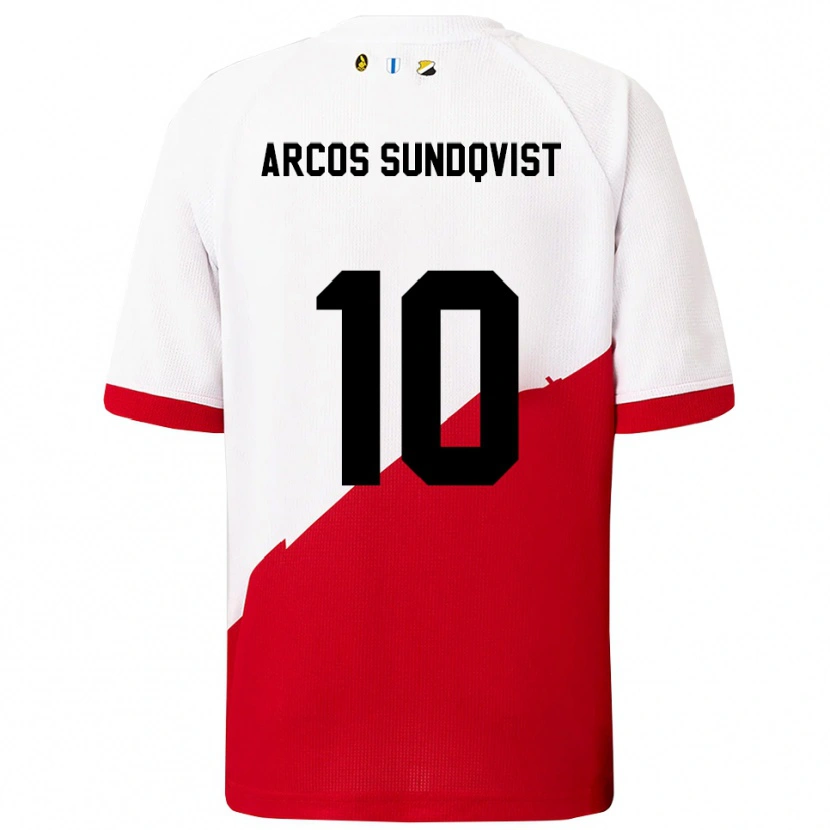 Danxen Hombre Camiseta Gustav Arcos Sundqvist #10 Blanco Rojo 1ª Equipación 2025/26 La Camisa