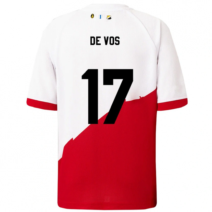 Danxen Hombre Camiseta Nick De Vos #17 Blanco Rojo 1ª Equipación 2025/26 La Camisa