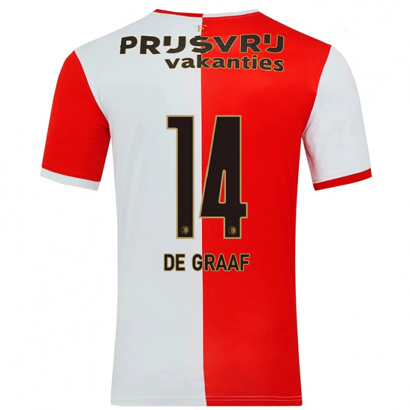Danxen Hombre Camiseta Esmee De Graaf #14 Rojo Blanco 1ª Equipación 2025/26 La Camisa