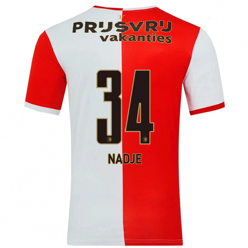 Danxen Hombre Camiseta Chris-Kévin Nadje #34 Rojo Blanco 1ª Equipación 2025/26 La Camisa