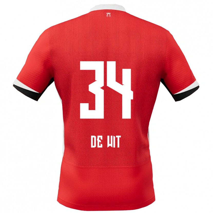 Danxen Hombre Camiseta Mees De Wit #34 Rojo Blanco 1ª Equipación 2025/26 La Camisa