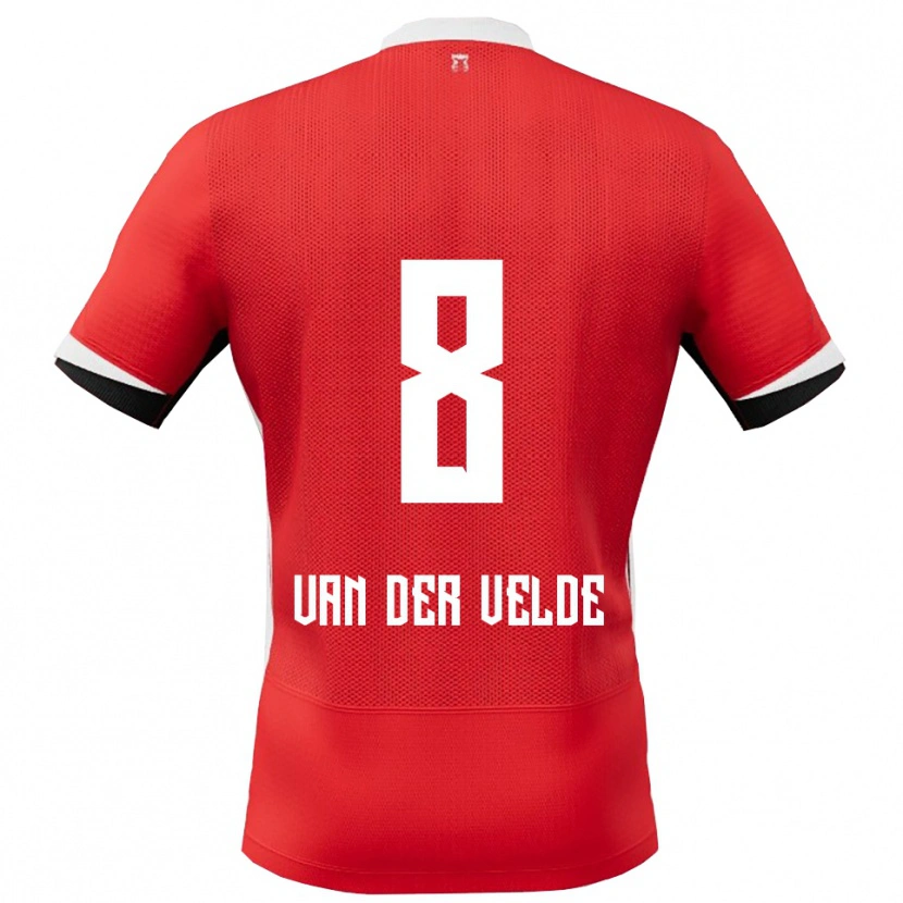 Danxen Hombre Camiseta Yordi Van Der Velde #8 Rojo Blanco 1ª Equipación 2025/26 La Camisa