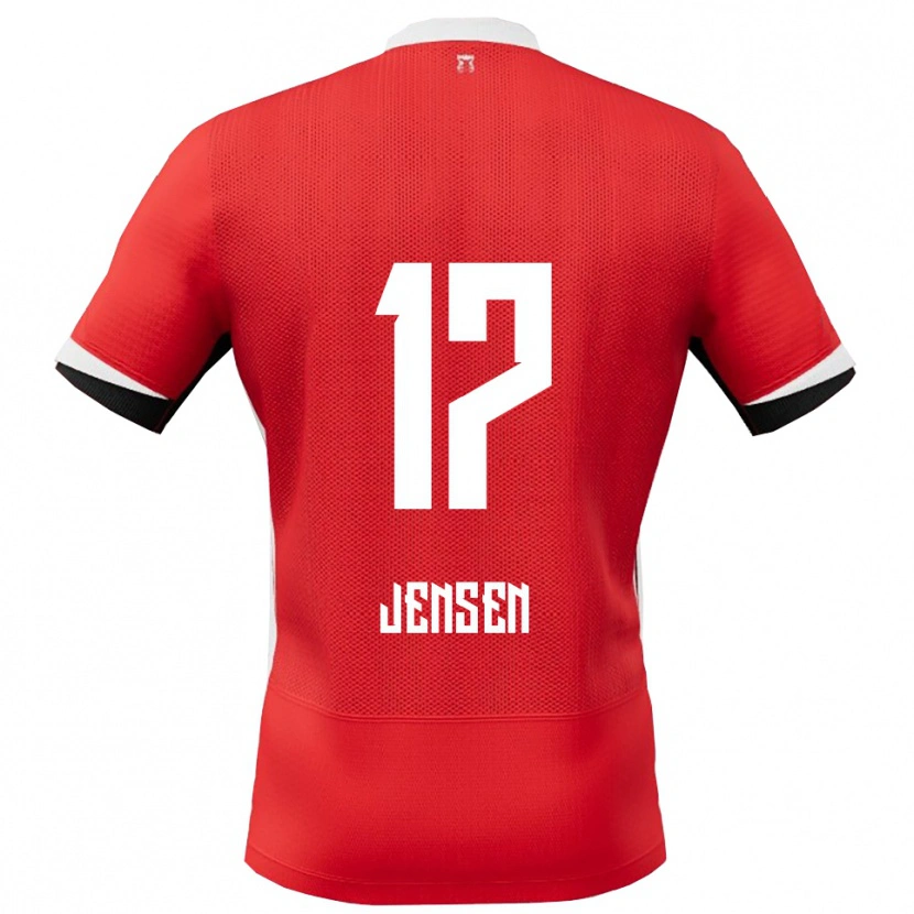 Danxen Hombre Camiseta Isak Jensen #17 Rojo Blanco 1ª Equipación 2025/26 La Camisa